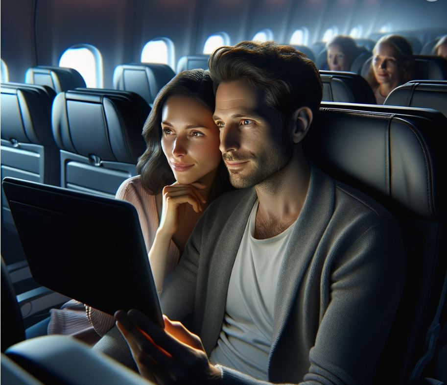 Film schauen im Flugzeug