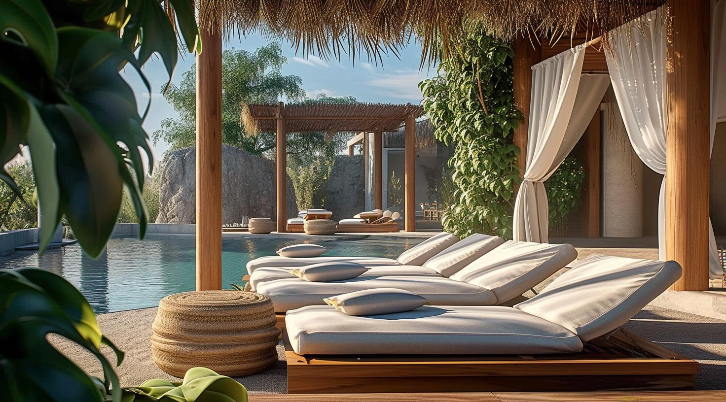 luxery retreat with sun loungers