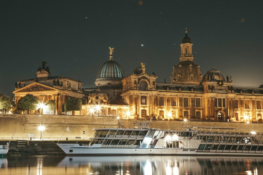 white dome building during night time